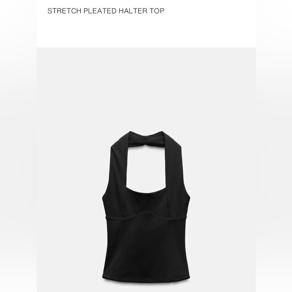 ZARA STRETCH PLEATED HALTER TOP